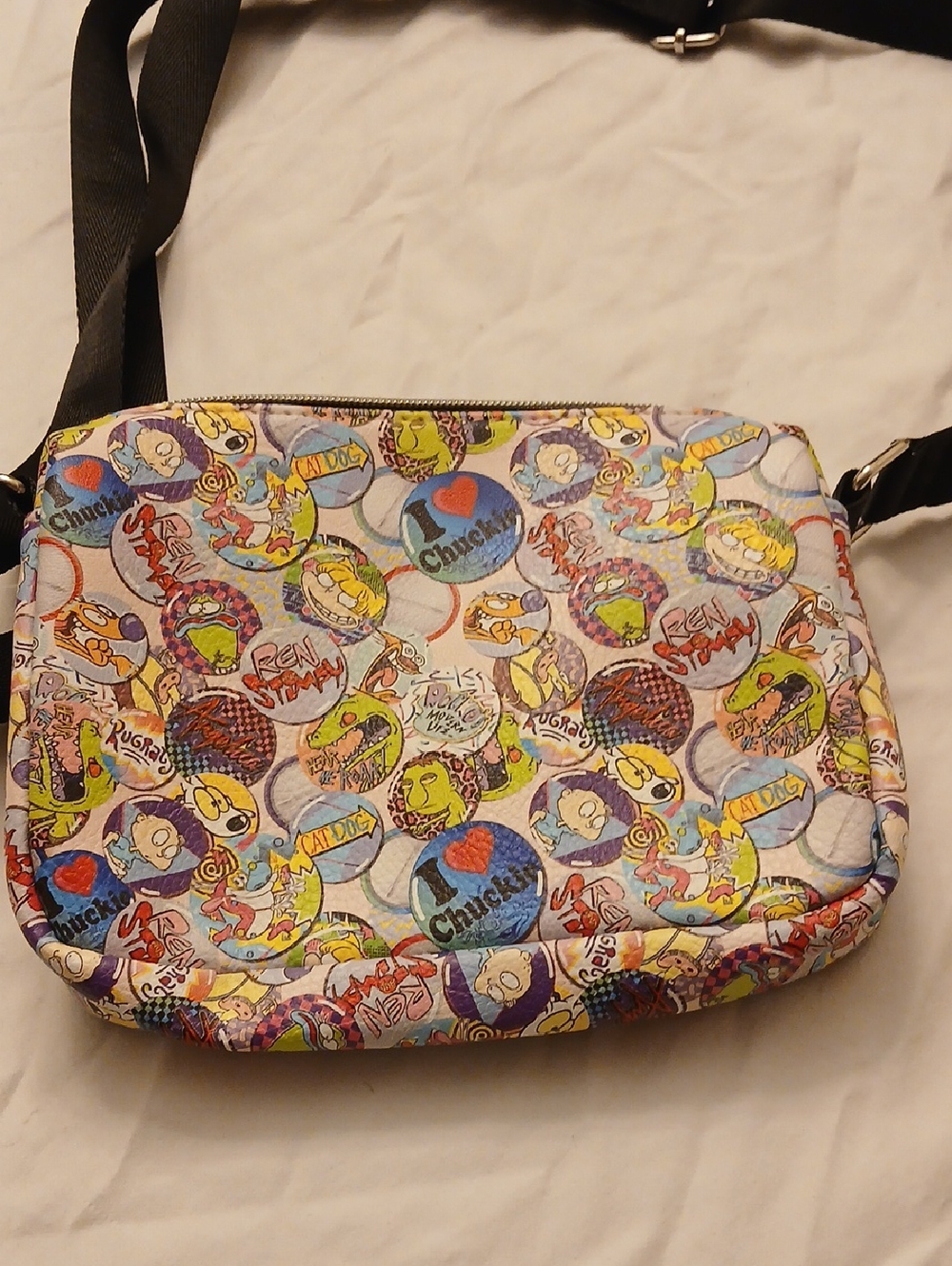 Buckle-Down Multicolor Cartoon Badge Crossbody Bag